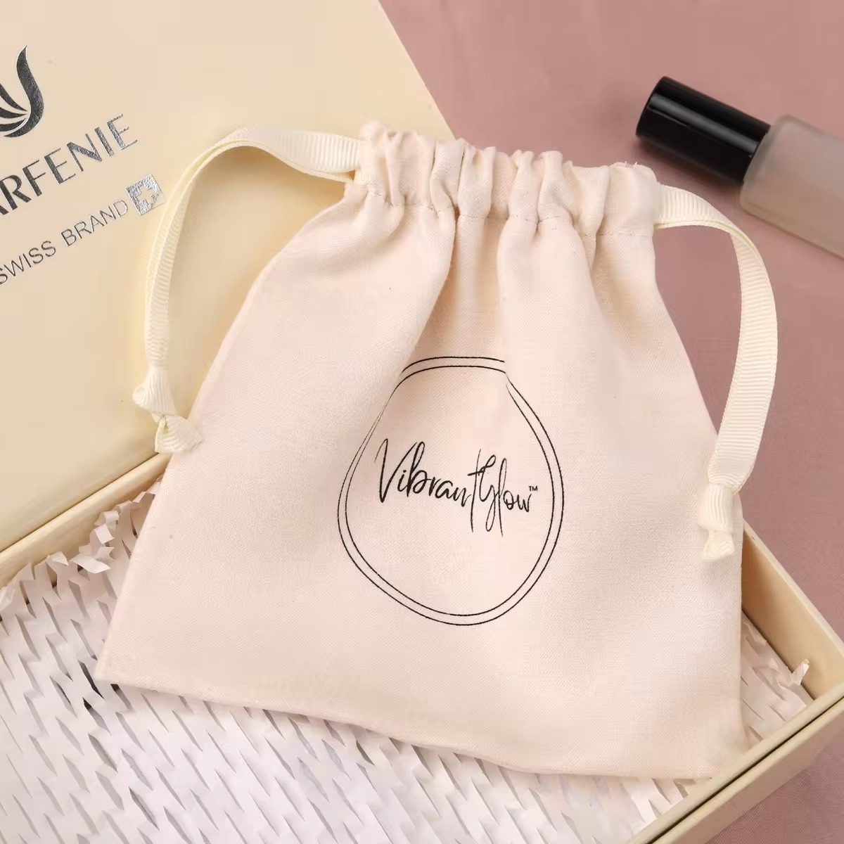 Cotton Candy Cone - High Quality Beige Cotton Drawstring Bag
