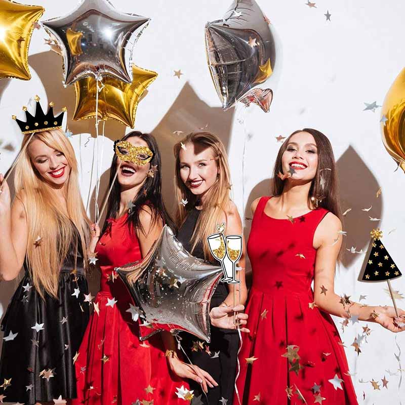 23Pcs Black Golden Paper Party - Photo Booth Frame ulasan dan harga