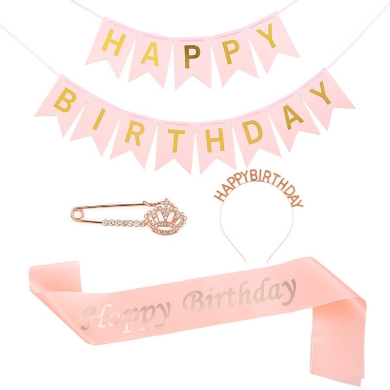 G92D 4 Pieces Birthday Party D - Birthday Sash Glitter ulasan dan harga