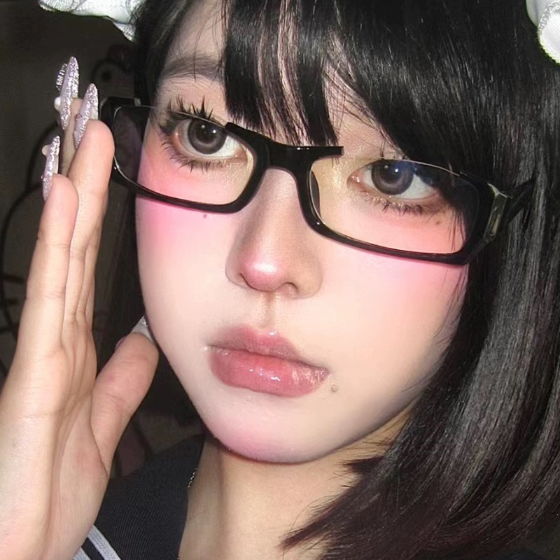 Y2K Black Half Frame Glasses W - Photo Booth Frame ulasan dan harga
