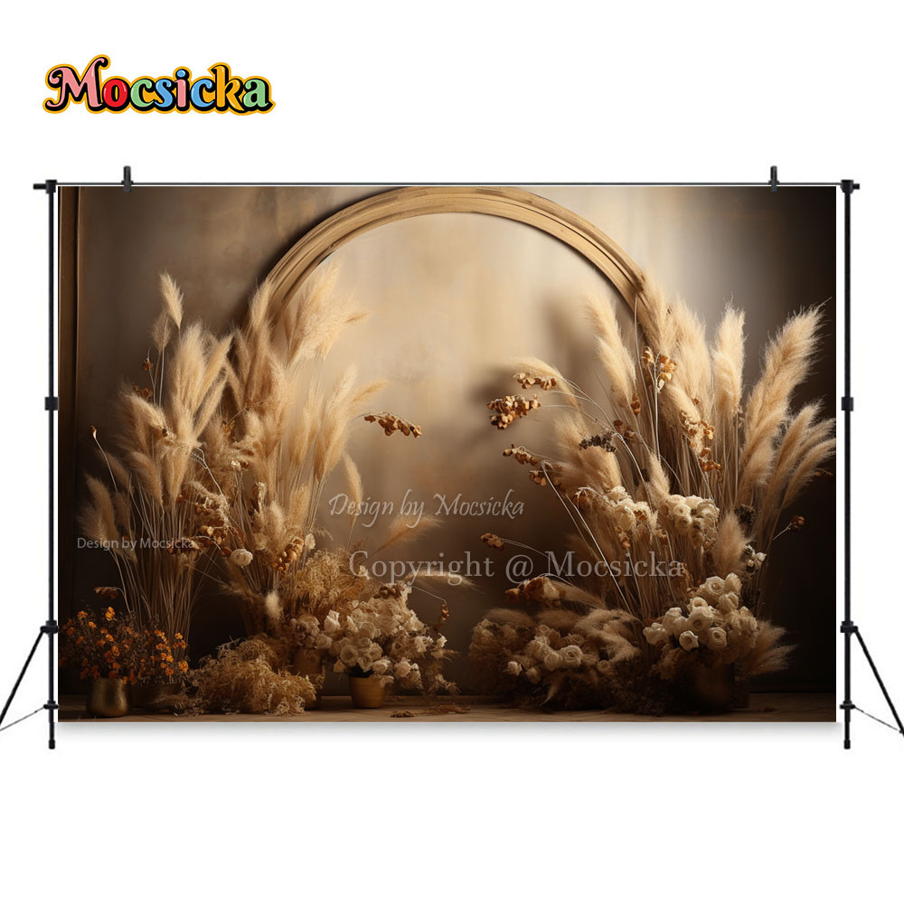 Mocsicka Boho Retro Brown Phot - Dessert Table Backdrop ulasan dan harga