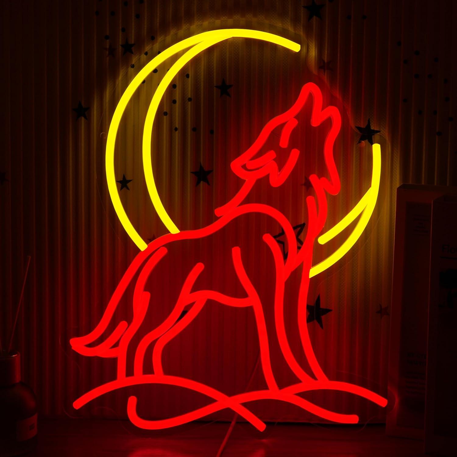 Howling Wolf Neon Sign Dimmabl - Neon Sign Party ulasan dan harga